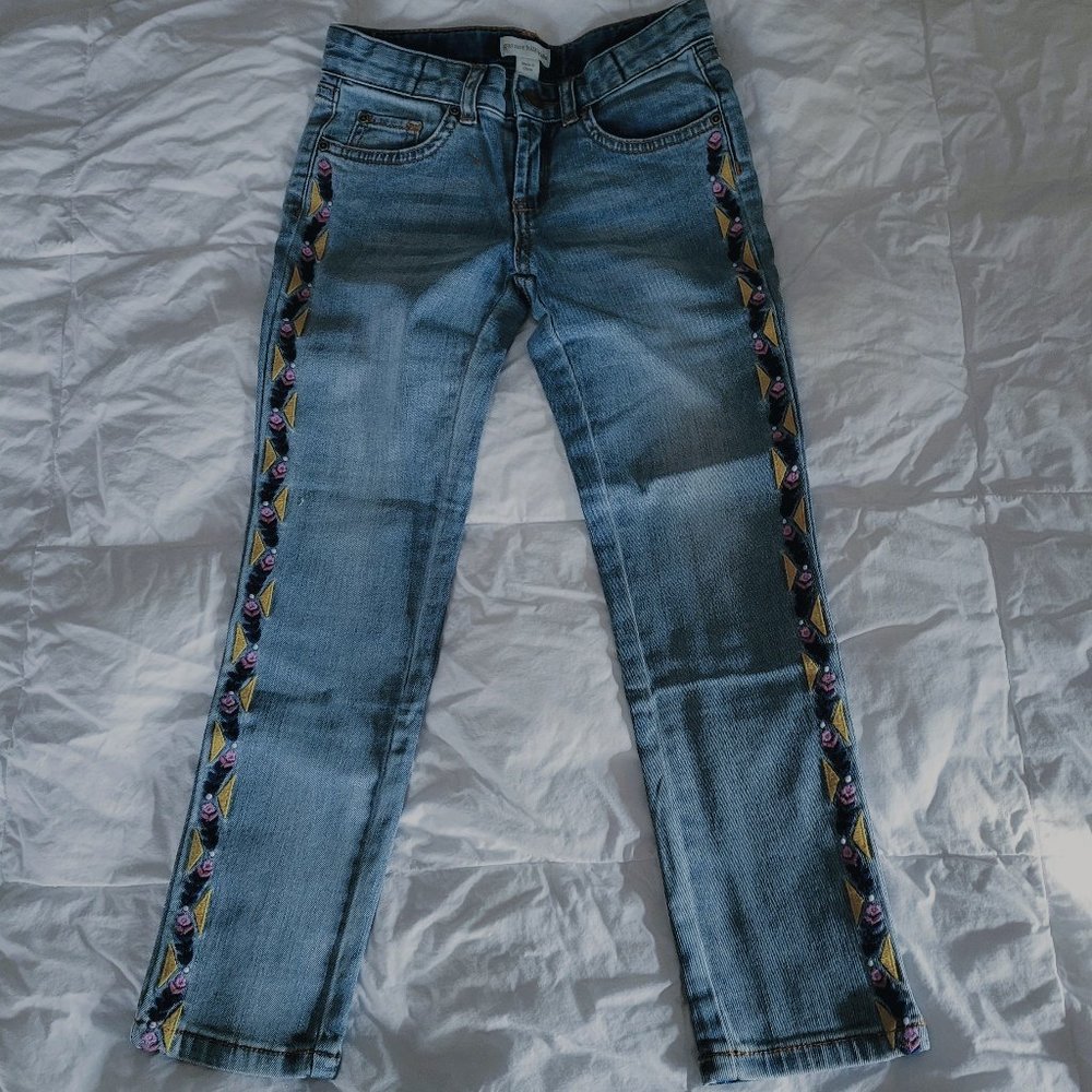 NWT Garnet Hill Kids Embroidered Jeans 6